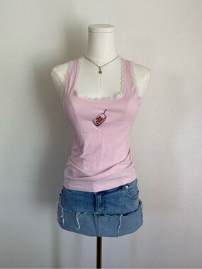 Coca Cola Women's Diet Coke Lace Trim Pink Tank Top Size Medium